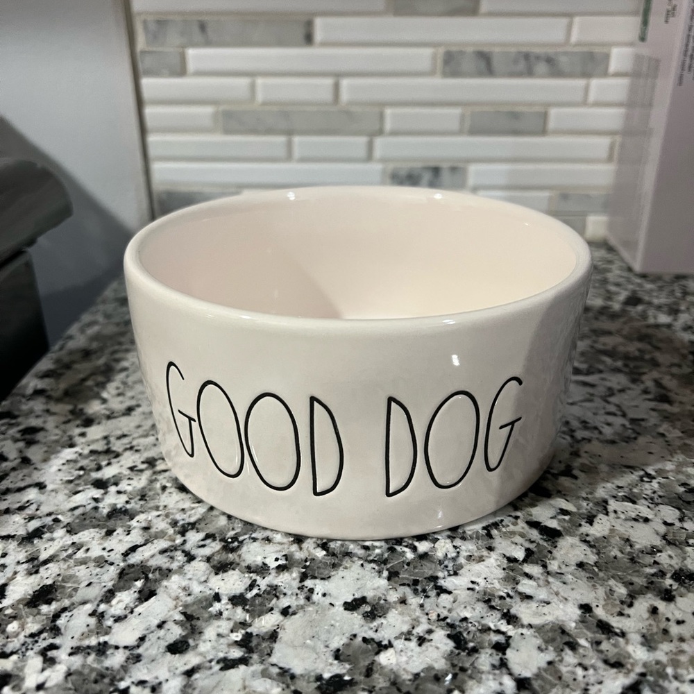Rae Dunn GOOD DOG Ceramic Large 6" Dog Bowl cream color by Magneta